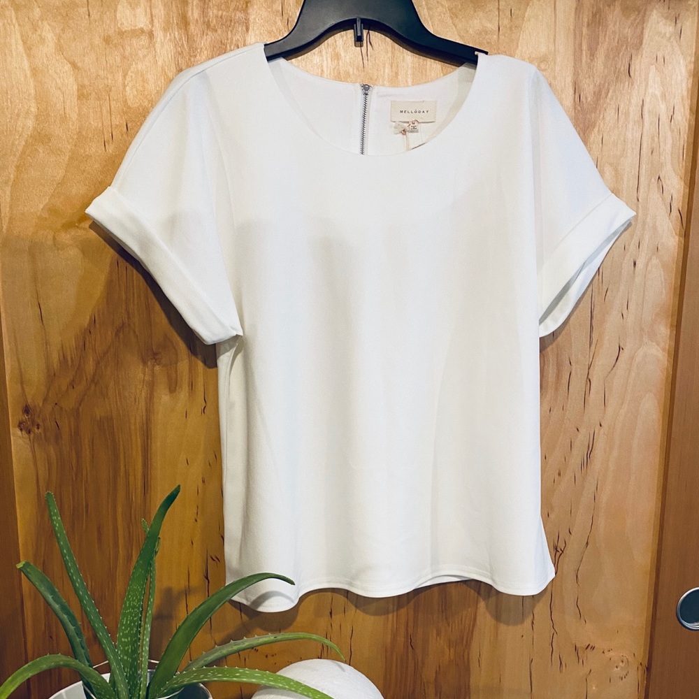 White Blouse with Zipper Detail